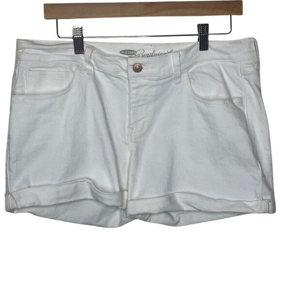 Old Navy Pants - OLD NAVY | Women’s Boyfriend White Denim Stretch Shorts | Size 12